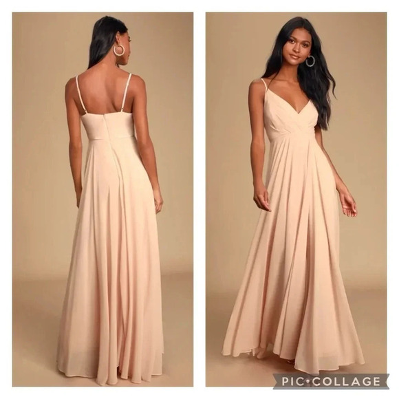 Lulus All About Love Blush Pink Full Length Formal Prom Wedding Dress Size XS - Picture 1 of 15